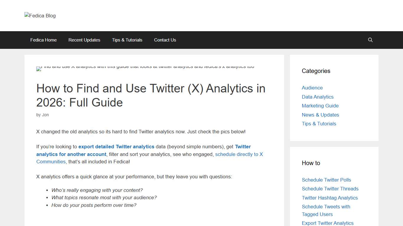 How to Find and Use Twitter (X) Analytics in 2026: Full Guide | Fedica Blog